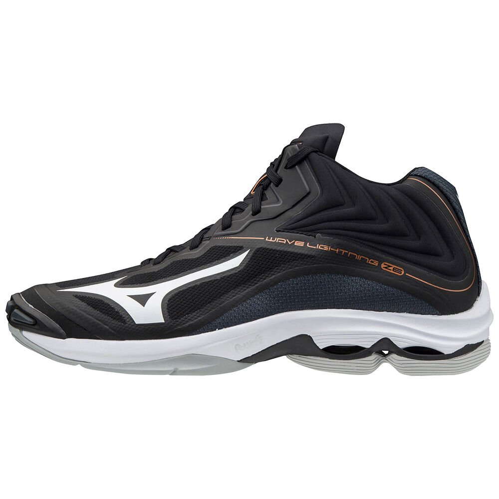 Damske Volejbalove Tenisky Mizuno Wave Lightning Z6 Mid Čierne/Biele Vypredaj XLSQ96130